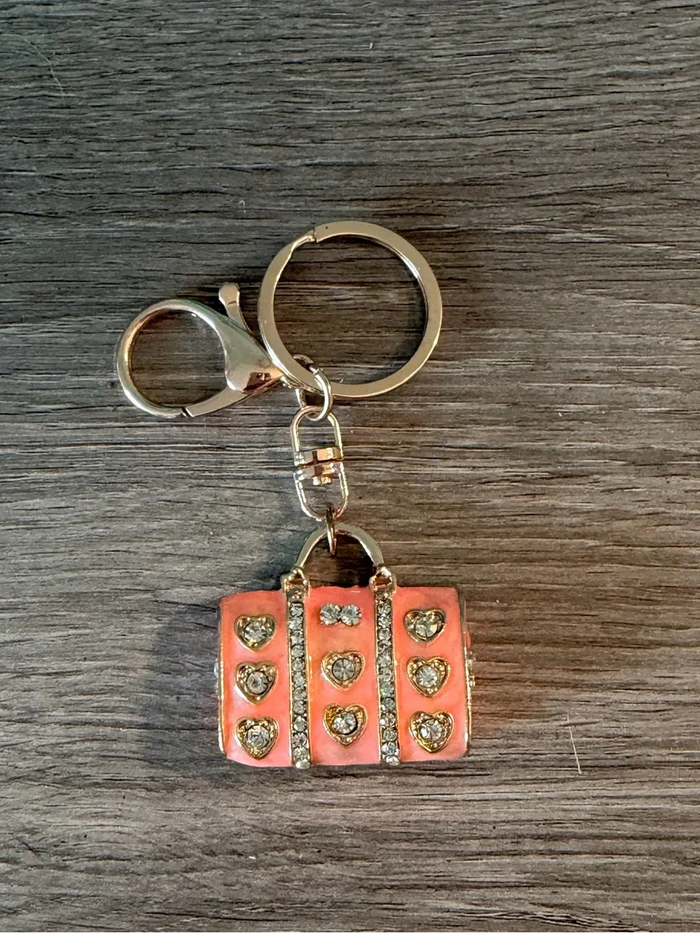 Coral Heart Tote Keychain - Fashionable Bag Charm